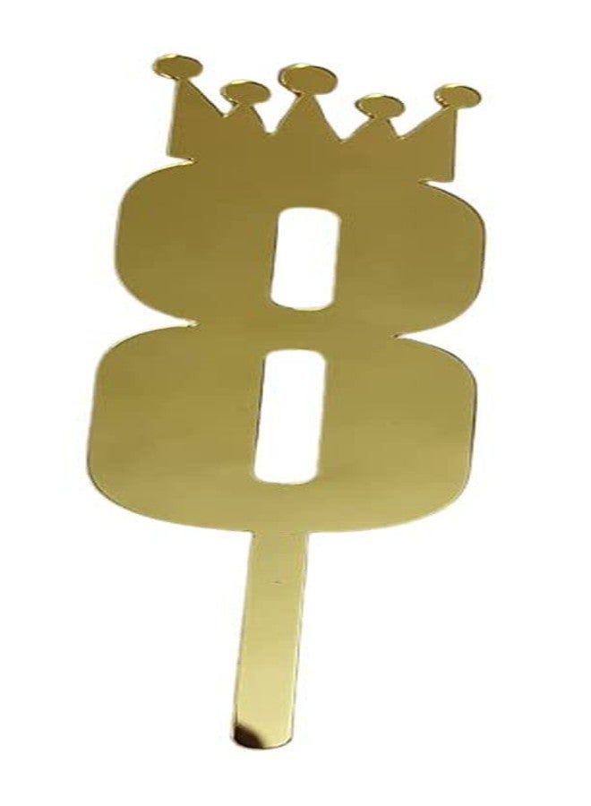 موريل زينة كعكة موريل الذهبية اللون رقم 8 مع زينة عيد ميلاد سعيد لتزيين كعكة عيد ميلاد الأطفال، أعلام للبنات/الأولاد/الأطفال. - Image 3